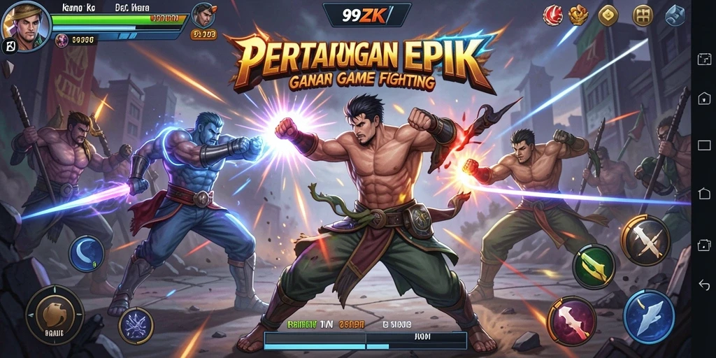 Screenshot menampilkan pertarungan seru di 99ZK dengan karakter yang sedang beraksi.