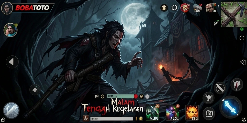 Screenshot gameplay BOBATOTO dengan suasana Horror yang mencekam.