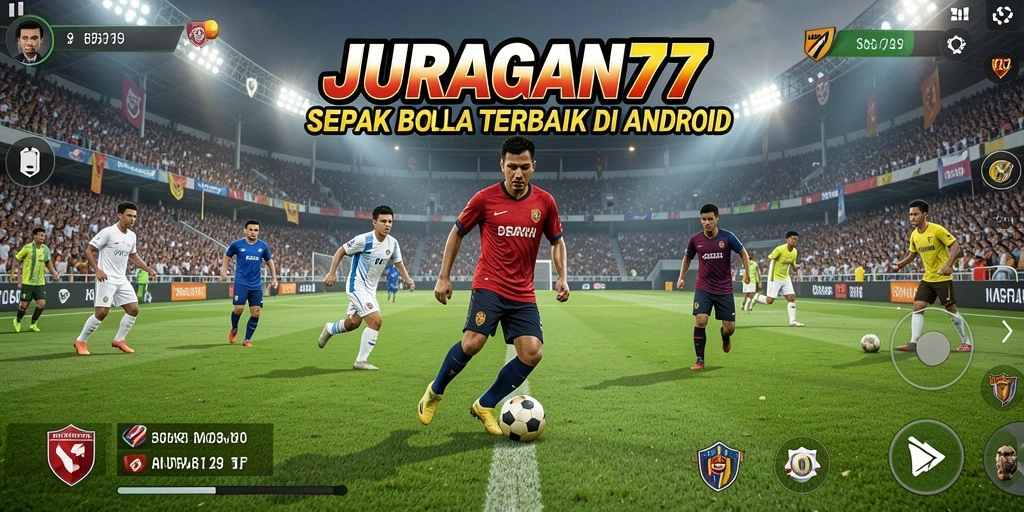 Tampilan gameplay menarik dalam JURAGAN77 dengan suasana stadion yang hidup.