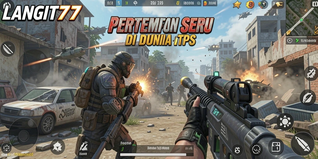 Screenshot utama LANGIT77 menampilkan pertempuran TPS yang mendebarkan.