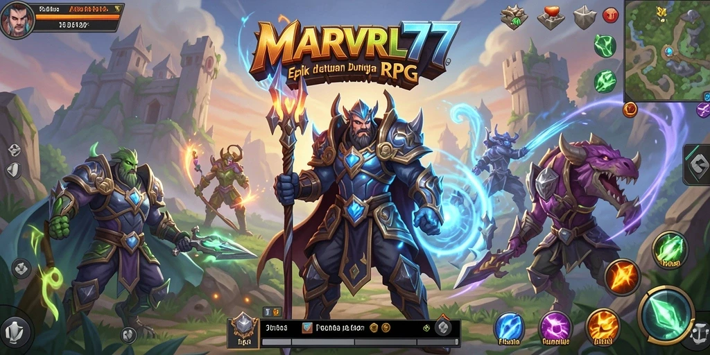 Screenshot gameplay MARVRL77 menunjukkan aksi pertarungan RPG yang mendebarkan.