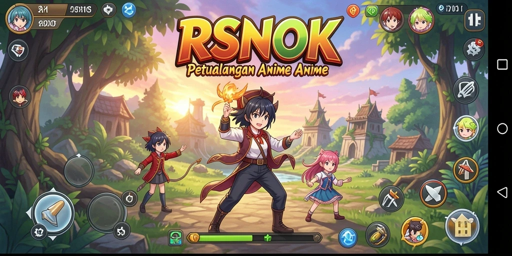 Tampilan gameplay RSNOK dengan karakter anime yang menawan.