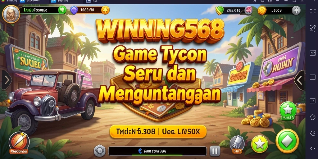 Tampilan utama gameplay WINNING568 dengan berbagai pilihan bisnis Tycoon.